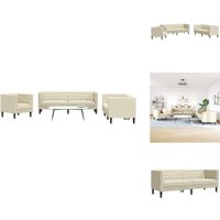 3-tlg. Chesterfield-Sofa-Set Creme Kunstleder - Chesterfield-Sofa - Chesterfield-Sofas - Chesterfield Couch - Chesterfield Sessel 3-tlg. Chesterfield-Sofa-Set Creme Kunstleder - Chesterfield-Sofa - Chesterfield-Sofas - Chesterfield Couch - Chesterfield Sessel von VIDAXL