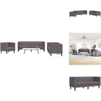 3-tlg. Chesterfield-Sofa-Set Grau Kunstleder - Chesterfield-Sofa - Chesterfield-Sofas - Chesterfield Couch - Chesterfield Sessel 3-tlg. Chesterfield-Sofa-Set Grau Kunstleder - Chesterfield-Sofa - Chesterfield-Sofas - Chesterfield Couch - Chesterfield Sessel von VIDAXL