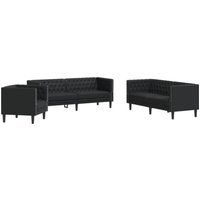 Vidaxl - 3-tlg. Chesterfield-Sofa-Set Schwarz Kunstleder Vidaxl - 3-tlg. Chesterfield-Sofa-Set Schwarz Kunstleder von VIDAXL