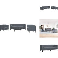 3-tlg. Chesterfield-Sofa-Set mit Nackenrollen Dunkelgrau Samt - Chesterfield-Sofa - Chesterfield-Sofas - Chesterfield Couch - Chesterfield Sessel 3-tlg. Chesterfield-Sofa-Set mit Nackenrollen Dunkelgrau Samt - Chesterfield-Sofa - Chesterfield-Sofas - Chesterfield Couch - Chesterfield Sessel von VIDAXL