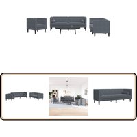 3-tlg. Chesterfield-Sofa-Set mit Nackenrollen Dunkelgrau Samt - Vidaxl 3-tlg. Chesterfield-Sofa-Set mit Nackenrollen Dunkelgrau Samt - Vidaxl von VIDAXL