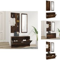 Vidaxl - 3-tlg. Flurmöbel-Set Räuchereiche Holzwerkstoff - Schuhschrank - Garderobe - Spiegel - Flurmöbel - Wohnraumorganisation von VIDAXL