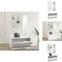 3-tlg. Flurmöbel-Set Weiß Holzwerkstoff - Schuhschrank - Garderobe - Spiegel - Flurmöbel - Holzwerkstoff Möbel 3-tlg. Flurmöbel-Set Weiß Holzwerkstoff - Schuhschrank - Garderobe - Spiegel - Flurmöbel - Holzwerkstoff Möbel von VIDAXL