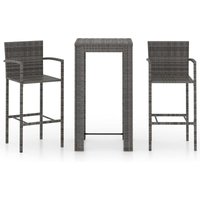 Vidaxl - 3-tlg. Garten-Bar-Set mit Armlehnen Poly Rattan Grau Grau von BONNEVIE