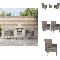 3-tlg. Garten-Bistro-Set mit Kissen Grau Poly Rattan - Gartensitzgruppe - Outdoor Möbel - Bistrotisch - Gartenmöbel Set - Polyrattan von VIDAXL