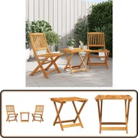 3-tlg. Garten-Essgruppe Klappbar Massivholz Akazie - Gartenmöbel - Essgruppe - Gartentisch - Gartenstühle - Akazienholz von VIDAXL