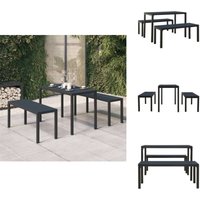 3-tlg. Garten-Essgruppe Stahl und wpc Schwarz - Gartensessel - Esstisch Set - Gartentisch - Gartenbank - Outdoor Möbel 3-tlg. Garten-Essgruppe Stahl und wpc Schwarz - Gartensessel - Esstisch Set - Gartentisch - Gartenbank - Outdoor Möbel von VIDAXL