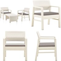 3-tlg. Garten-Lounge-Set Kunststoff Weiß - Gartenmöbel Set - Esstisch Outdoor - Loungesessel - Gartenloungeset - Plastik Möbel - Home & Living von VIDAXL