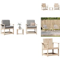 3-tlg. Garten-Lounge-Set Massivholz Kiefer - Gartensessel - Gartenloungesessel - Holzmöbel - Kiefernholzmöbel - Gartenmöbel Set von VIDAXL
