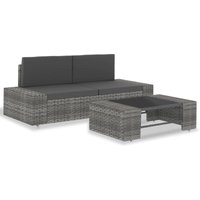 3-tlg. Garten-Lounge-Set Poly Rattan Grau - Vidaxl von VIDAXL