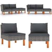 3-tlg. Garten-Lounge-Set Poly Rattan und Massivholz Eukalyptus - Gartenmöbeln - Loungeset - Outdoormöbel - Rattanmöbel - Esszimmergarnitur - Home & von VIDAXL