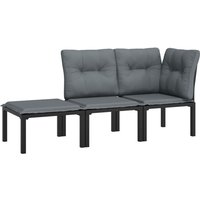 Vidaxl - 3-tlg. Garten-Lounge-Set Schwarz und Grau Poly Rattan von VIDAXL
