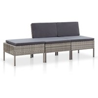 3-tlg. Garten-Lounge-Set mit Auflagen Poly Rattan Grau - Vidaxl 3-tlg. Garten-Lounge-Set mit Auflagen Poly Rattan Grau - Vidaxl von VIDAXL