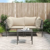 3-tlg. Garten-Lounge-Set mit Kissen Grau Poly Rattan - Vidaxl 3-tlg. Garten-Lounge-Set mit Kissen Grau Poly Rattan - Vidaxl von VIDAXL
