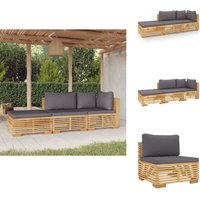 Vidaxl - 3-tlg. Garten-Lounge-Set mit Kissen Massivholz Teak - Garten Lounge Set - Holz Möbel - Teakholzmöbel - Gartenmöbel - Loungesessel von VIDAXL