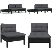 Vidaxl - 3-tlg. Garten-Lounge-Set mit Kissen Schwarz Kiefer Massivholz - Garten Lounge Set - Kiefernholzmöbel - Outdoor Möbel - Gartenmöbel von VIDAXL