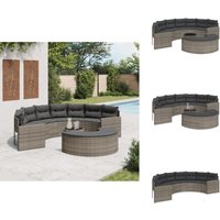 3-tlg. Garten-Sofagarnitur Halbrund Grau Poly Rattan - Gartenmöbel - Halbrundes Gartensofa - PE-Rattan Möbel - Outdoor Furniture - Lounge Set von VIDAXL