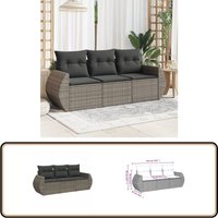 3-tlg. Garten-Sofagarnitur mit Kissen Grau Poly Rattan - Gartenmöbel - Sofa Set - Rattan Sofa - Outdoor Möbel - Gartenlounge 3-tlg. Garten-Sofagarnitur mit Kissen Grau Poly Rattan - Gartenmöbel - Sofa Set - Rattan Sofa - Outdoor Möbel - Gartenlounge von VIDAXL
