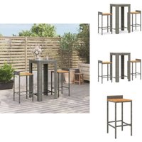 3-tlg. Gartenbar-Set Grau Poly Rattan & Massivholz Akazie - Gartenbar-Set - Outdoor Möbel - Balkonmöbel - Terrassenmöbeln - Esszimmergarnitur 3-tlg. Gartenbar-Set Grau Poly Rattan & Massivholz Akazie - Gartenbar-Set - Outdoor Möbel - Balkonmöbel - Terrassenmöbeln - Esszimmergarnitur von VIDAXL