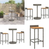 3-tlg. Gartenbar-Set Grau Poly Rattan & Massivholz Akazie - Gartensets - Gartenbar - Outdoor Möbel - Lounge Set - Esszimmergarnitur - Home & Living von VIDAXL