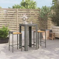 3-tlg. Gartenbar-Set Grau Poly Rattan & Massivholz Akazie - Vidaxl von VIDAXL