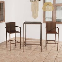 3-tlg. Gartenbar-Set Poly Rattan Braun - Vidaxl von VIDAXL
