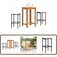 Vidaxl - 3-tlg. Gartenbar-Set Schwarz Massivholz Akazie und Poly Rattan - Gartensets - Gartenbar - Outdoor Möbel - Essbereich Draußen - Balkonmöbel von VIDAXL