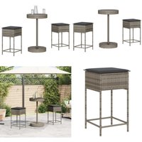 3-tlg. Gartenbar-Set mit Kissen Grau Poly Rattan - Gartenmöbel - Outdoor-Möbel - Gartenbar - Bistro-Set - Rattanmöbel - Home & Living von VIDAXL