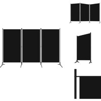 3-tlg. Raumteiler Schwarz 260x180 cm - Raumteiler - Zimmerabtrennung - Schiebevorhang - Textilscreen - Gardine von VIDAXL