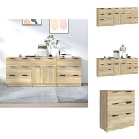 3-tlg. Sideboard Sonoma Eiche-Optik Holzwerkstoff - Schreibtisch - Wohnzimmermöbel - Sideboard - Regal - Holz Sideboard von VIDAXL