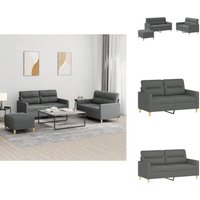 3-tlg. Sofagarnitur mit Kissen Dunkelgrau Stoff - Couch - Sofa Garnitur - Wohnzimmer Möbel - Gemütliches Sofa - Grau Sofa von VIDAXL