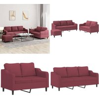 3-tlg. Sofagarnitur mit Kissen Weinrot Stoff - Wohnzimmermöbel - Couchgarnitur - Ledercouch - Ecksofa - Schlafsofa - Home & Living 3-tlg. Sofagarnitur mit Kissen Weinrot Stoff - Wohnzimmermöbel - Couchgarnitur - Ledercouch - Ecksofa - Schlafsofa - Home & Living von VIDAXL