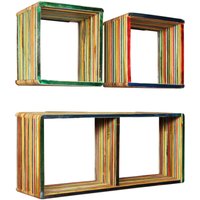 Wandregal-Set 3-tlg. Recyceltes Teak Massiv Mehrfarbig Vidaxl von VIDAXL
