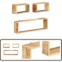 3-tlg. Würfel-Wandregal-Set Massivholz Mango - Mangoholz Regal - Wandregal Set - Deko Regal - Wohnraum Organisation - Holzregal von VIDAXL