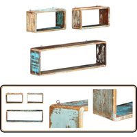3-tlg. Würfel-Wandregal-Set Recyceltes Massivholz - Holzregal - Wandregal - Regal Set - Deko Regal - Wohnraumdeko 3-tlg. Würfel-Wandregal-Set Recyceltes Massivholz - Holzregal - Wandregal - Regal Set - Deko Regal - Wohnraumdeko von VIDAXL