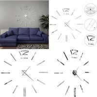 Vidaxl - 3D-Wanduhr Modernes Design 100 cm xxl Silbern - Wanduhr - Wanduhren - Home & Living - Silber von VIDAXL