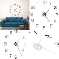 Vidaxl - 3D-Wanduhr Modernes Design 100 cm xxl Silbern - Wanduhr - Wanduhren - Home & Living - Silber von VIDAXL