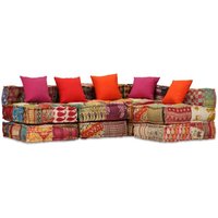 4-Sitzer Modularer Pouf Patchwork Stoff Vidaxl von VIDAXL
