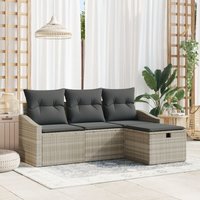 4-teiliges Garten-Sofa-Set mit Kissen hellgraues Poly-Rattan Vidaxl 836601 4-teiliges Garten-Sofa-Set mit Kissen hellgraues Poly-Rattan Vidaxl 836601 von VIDAXL