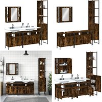 4-tlg. Badmöbel-Set Räuchereiche Holzwerkstoff - Badezimmermöbel - Badmöbel-Set - Spiegelkombination - Unterschränke - Handtuchhalter - Home & Living 4-tlg. Badmöbel-Set Räuchereiche Holzwerkstoff - Badezimmermöbel - Badmöbel-Set - Spiegelkombination - Unterschränke - Handtuchhalter - Home & Living von VIDAXL