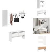 Vidaxl - 4-tlg. Garderoben-Set Weiß Holzwerkstoff - Flurbank - Garderobe - Schuhschrank - Einbauschränke - Wohnraumorganisation von VIDAXL