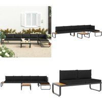 4-tlg. Garten-Ecksofa-Set mit Auflagen Aluminium und wpc - Gartensorgsessel - Aluminiumgarnitur - Outdoor-Sofas - Lounge Set - Gartenlounge - Home & von VIDAXL