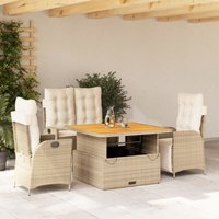4-tlg. Garten-Essgruppe mit Kissen Beige Poly Rattan - Vidaxl von VIDAXL
