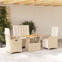 4-tlg. Garten-Essgruppe mit Kissen Beige Poly Rattan - Vidaxl von VIDAXL