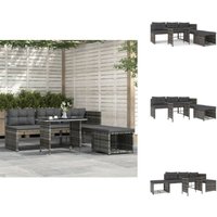 Vidaxl - 4-tlg. Garten-Essgruppe mit Kissen Grau Poly Rattan - Gartenmöbel Set - Outdoor Möbel - Rattan Gartenmöbel - Garten Essgruppe - Balkonmöbel von VIDAXL