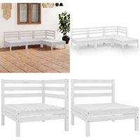 4-tlg. Garten-Lounge-Set Massivholz Kiefer Weiß - Outdoor Lounge Set - Gartenmöbel - Holzmöbel - Kiefernholz - Pallet Design - Home & Living 4-tlg. Garten-Lounge-Set Massivholz Kiefer Weiß - Outdoor Lounge Set - Gartenmöbel - Holzmöbel - Kiefernholz - Pallet Design - Home & Living von VIDAXL