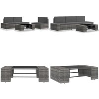 4-tlg. Garten-Lounge-Set Poly Rattan Grau - Outdoor Möbel - Gartenmöbel - Loungemöbel - Esszimmergarnitur - Balkonmöbeln - Home & Living von VIDAXL