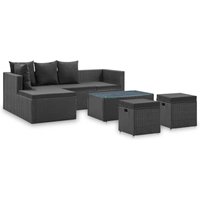 4-tlg. Garten-Lounge-Set Schwarz mit Auflagen Poly Rattan - Vidaxl von VIDAXL