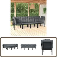 4-tlg. Garten-Lounge-Set Schwarz und Grau Poly Rattan - Gartensessel - Loungesessel - Gartenmöbeln - Outdoor Möbel - Rattan Sessel von VIDAXL