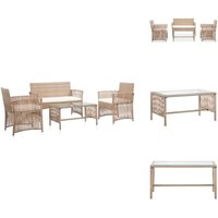 4-tlg. Garten-Lounge-Set mit Auflage Poly Rattan Beige - Gartensessel - Gartenbank - Loungemöbel - Outdoor Möbel - Gartenmöbel Set von VIDAXL